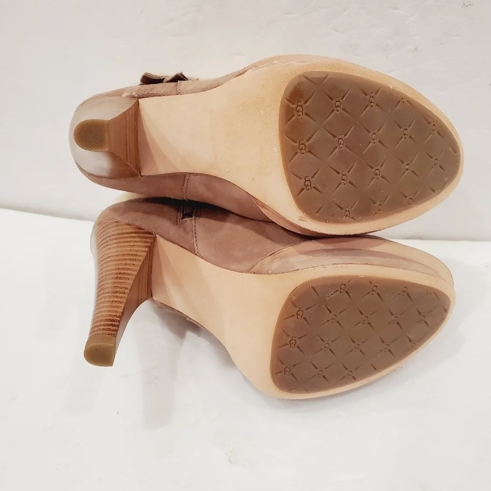 NEW UGG GEORGETTE Ankle Platform Boots Nubuck Fur upper Logo beige